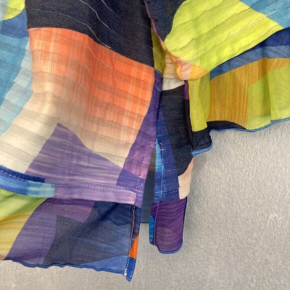 Alfred Dunner 2X Colorful Abstract Knit Top Blouse Artsy 3/4 Sleeve Indigo Daze - Picture 9 of 10